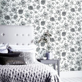 AH692507 Della Black Floral Trail Wallpaper