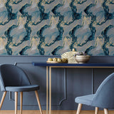 AH693404 Ursula Dark Blue Abstract Wallpaper