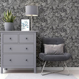 AH693903 Osgood Charcoal Marbled Wallpaper