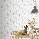 AH901808 Gilbert Black Etched Stag Wallpaper