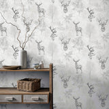 AH901808 Gilbert Black Etched Stag Wallpaper