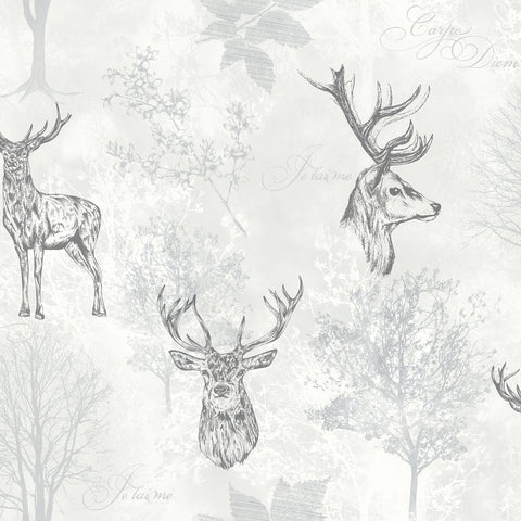 AH901808 Gilbert Black Etched Stag Wallpaper