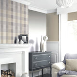 AH901902 Geraldine Grey Plaid Wallpaper