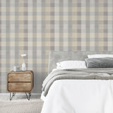 AH901902 Geraldine Grey Plaid Wallpaper