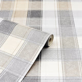 AH901902 Geraldine Grey Plaid Wallpaper