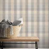 AH901902 Geraldine Grey Plaid Wallpaper