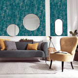 AH904005 Velour Teal Distressed Wallpaper