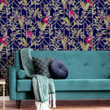 AH908003 Thelma Navy Tropical Deco Wallpaper