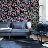 AH908003 Thelma Navy Tropical Deco Wallpaper