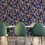 AH908003 Thelma Navy Tropical Deco Wallpaper