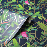 AH908003 Thelma Navy Tropical Deco Wallpaper