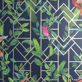 AH908003 Thelma Navy Tropical Deco Wallpaper