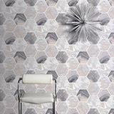 AH908502 Marlon Charcoal Hexagon Tiles Wallpaper