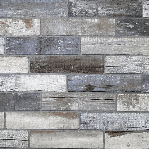 AH908908 Wallace Grey Wood Tile Wallpaper