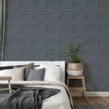 AH909600 Bellamy Charcoal Wooden Panel Wallpaper