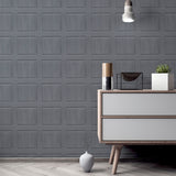 AH909600 Bellamy Charcoal Wooden Panel Wallpaper