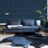 AH909601 Bellamy Navy Wooden Panel Wallpaper