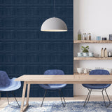 AH909601 Bellamy Navy Wooden Panel Wallpaper