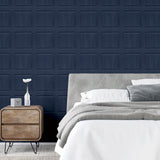 AH909601 Bellamy Navy Wooden Panel Wallpaper