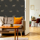 AH909607 Hank Charcoal Stag Wallpaper
