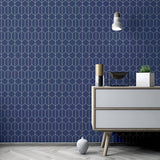 AH909702 Orson Navy Trellis Wallpaper