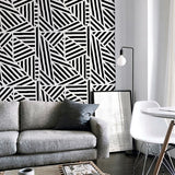 AH910004 Oswald Black Striped Geometric Wallpaper