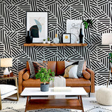 AH910004 Oswald Black Striped Geometric Wallpaper