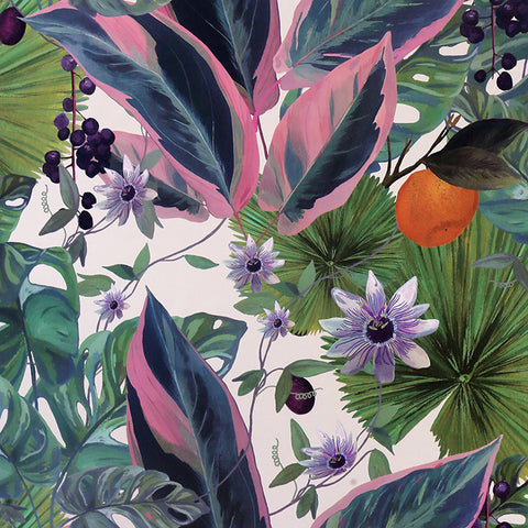 AH921704 Etta White Tropical Wallpaper