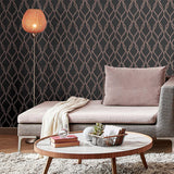 AH921803 Ava Rose Gold Glittering Ogee Wallpaper