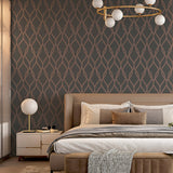 AH921803 Ava Rose Gold Glittering Ogee Wallpaper