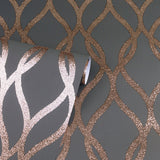 AH921803 Ava Rose Gold Glittering Ogee Wallpaper