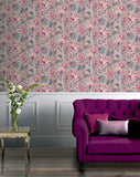 AH922802 Cornelia Pink Floral Stripe Wallpaper