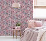 AH922802 Cornelia Pink Floral Stripe Wallpaper