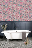 AH922802 Cornelia Pink Floral Stripe Wallpaper