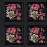 AH922804 Lucinda Black Floral Panel Wallpaper