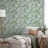 AH923909 Juan Green Palm Leaves Wallpaper