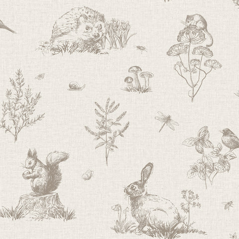 AH924409 Clawford Beige Meadow Friends Wallpaper