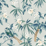 AH924500 Suzume Teal Birds and Blooms Wallpaper