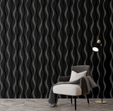 AH924502 Tazz Black Ribbons Wallpaper