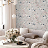 AH924800 Harumi Light Grey Blossom Wallpaper