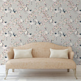AH924800 Harumi Light Grey Blossom Wallpaper