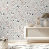 AH924800 Harumi Light Grey Blossom Wallpaper
