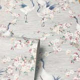 AH924800 Harumi Light Grey Blossom Wallpaper