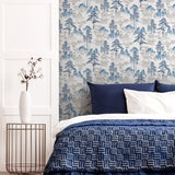 AH924803 Akio Blue Pagoda Wallpaper