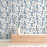 AH924803 Akio Blue Pagoda Wallpaper