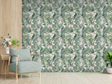 AH924905 Harrietta Sea Green Tropical Floral Wallpaper
