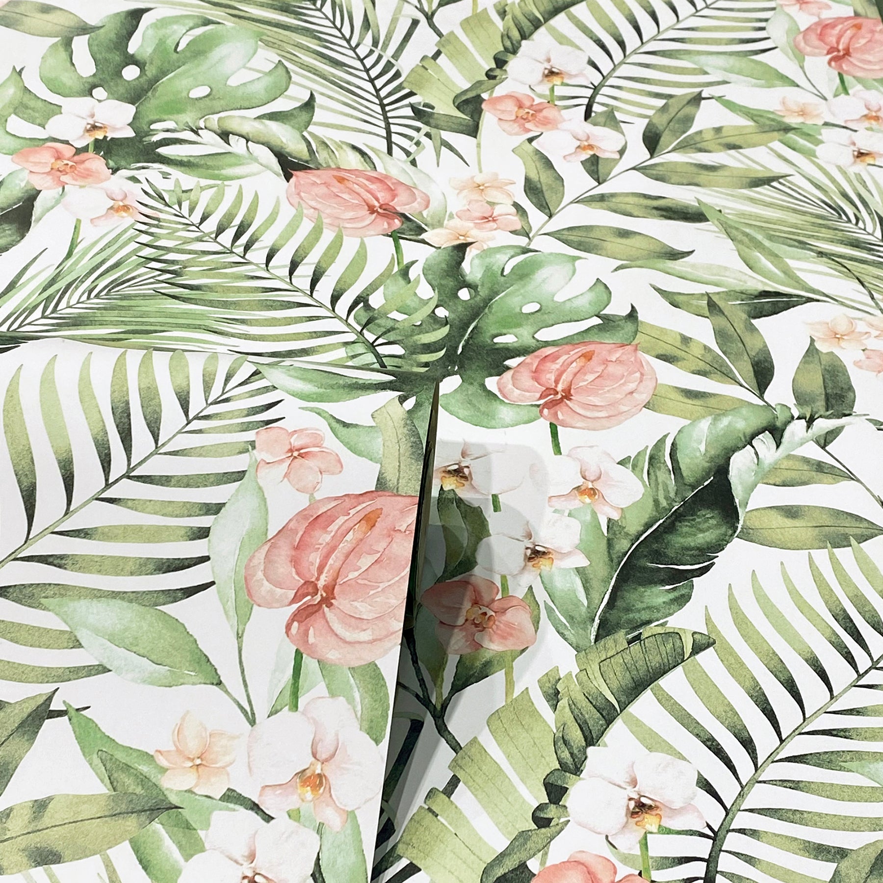 AH924906 Harrietta Green Tropical Floral Wallpaper – wallcoveringsmart
