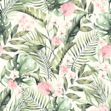 AH924906 Harrietta Green Tropical Floral Wallpaper