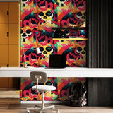 AH925107 Millicent Multicolor Skull Wallpaper