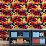 AH925107 Millicent Multicolor Skull Wallpaper